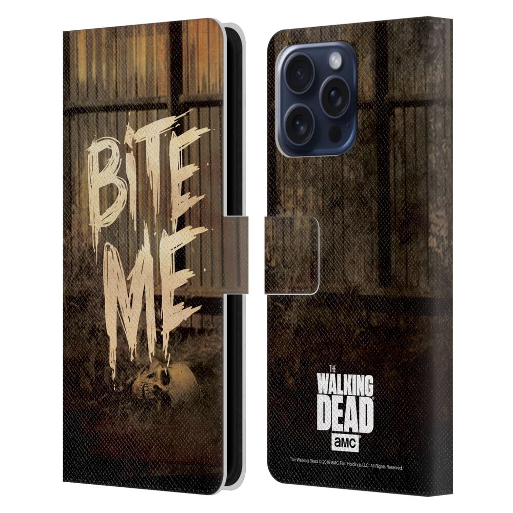 WALKING DEAD ウォーキングデッド - Typography / Bite Me レザー手帳型 / Apple iPhoneケース 【公式 / オフィシャル】