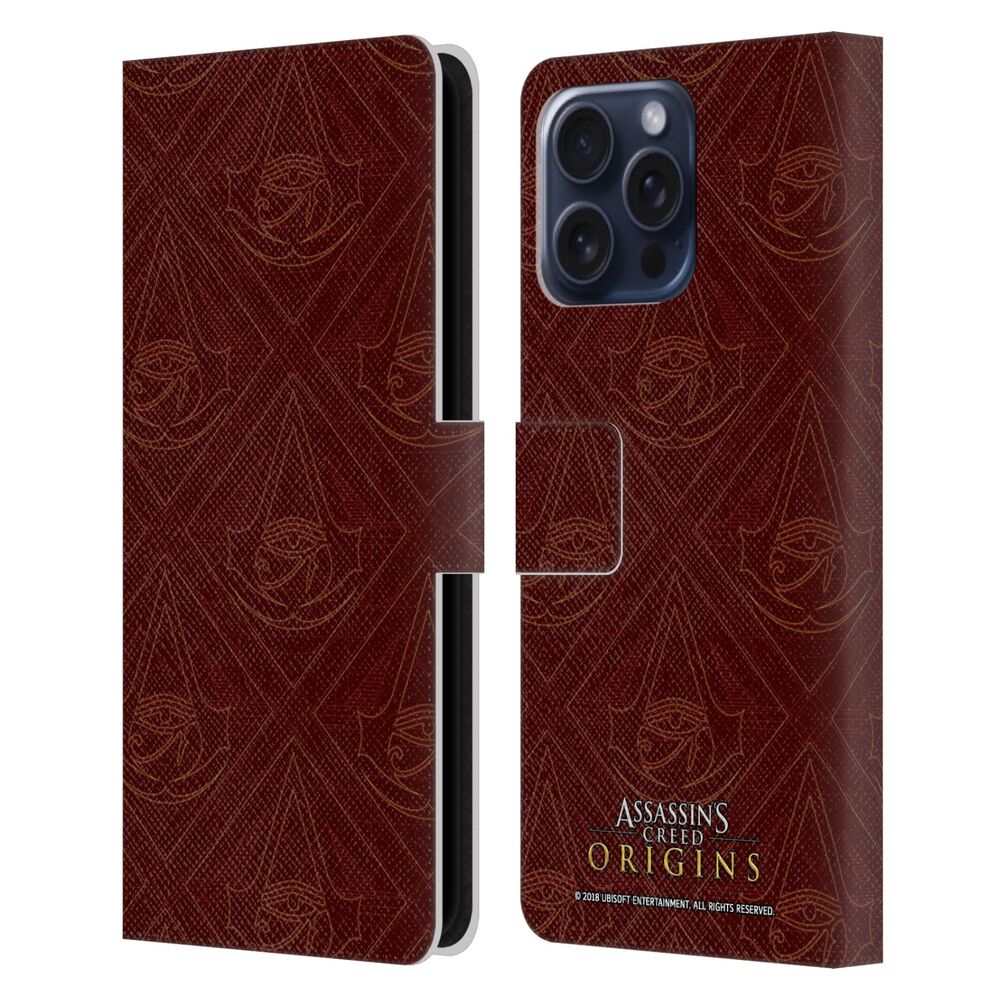 ASSASSINS CREED アサシンクリード - Origins Patterns / Maroon Crest レザー手帳型 / Apple iPhoneケース 【公式 / オフィシャル】