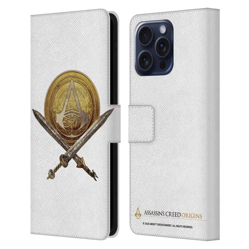 ASSASSINS CREED アサシンクリード - Origins Crests / Sword & Shield レザー手帳型 / Apple iPhoneケース 【公式 / オフィシャル】