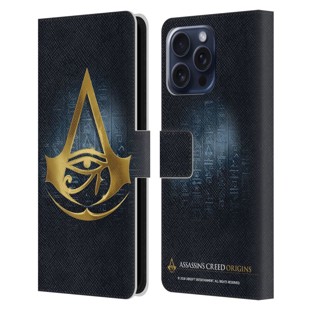 ASSASSINS CREED アサシンクリード - Origins Crests / Hieroglyphic レザー手帳型 / Apple iPhoneケース 【公式 / オフィシャル】