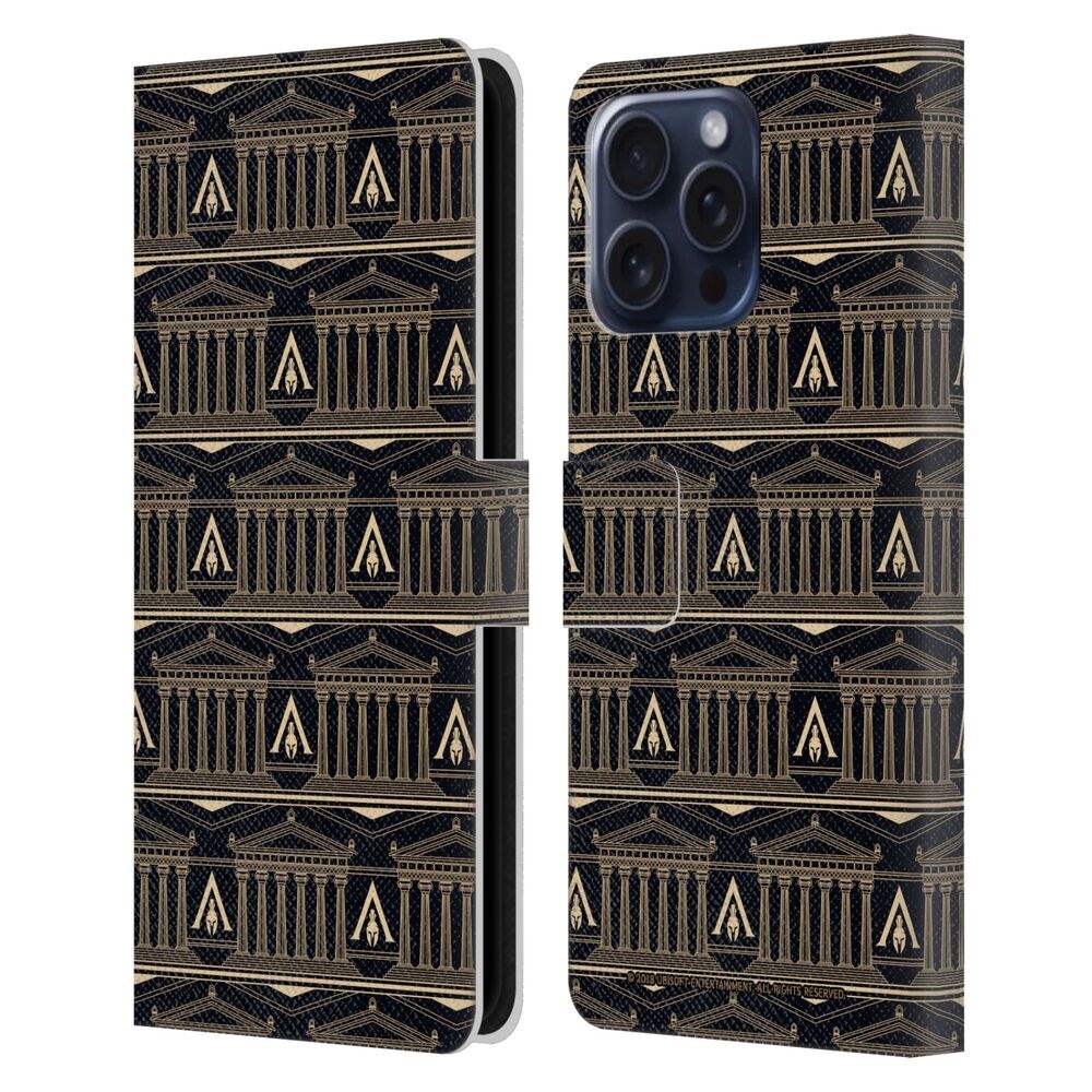 ASSASSINS CREED アサシンクリード - Odyssey Patterns / Black And Gold Column レザー手帳型 / Apple iPhoneケース 【公式 / オフィシャル】