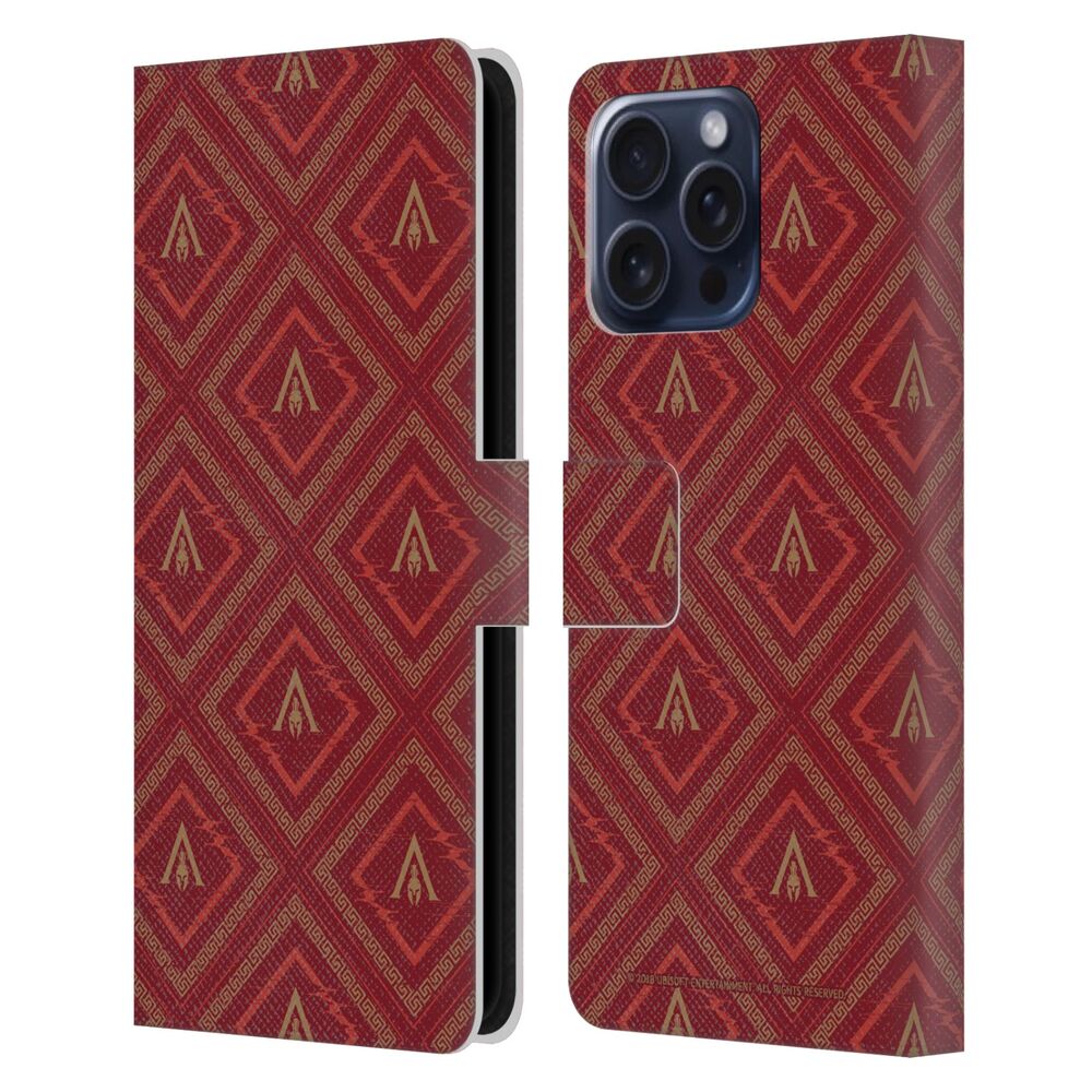 ASSASSINS CREED アサシンクリード - Odyssey Patterns / Red And Gold Logo レザー手帳型 / Apple iPhoneケース 【公式 / オフィシャル】