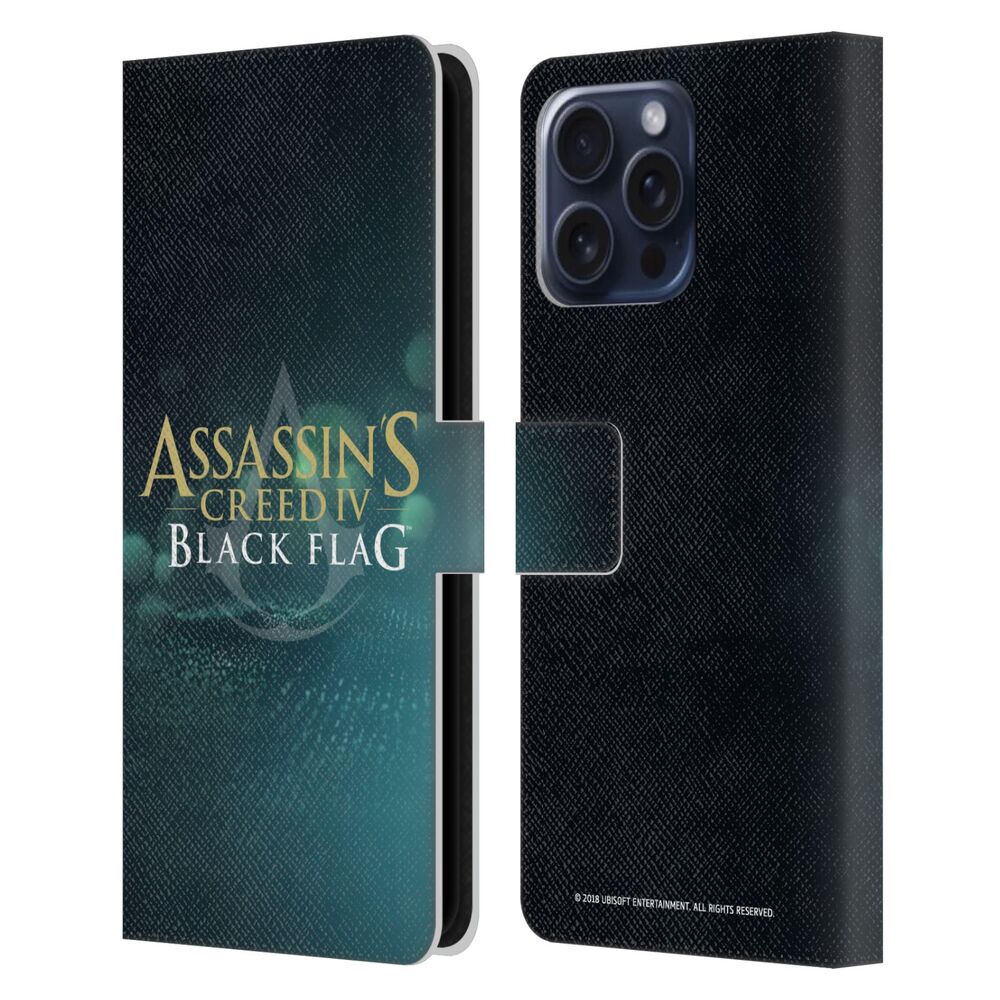 ASSASSINS CREED アサシンクリード - Black Flag Logos / Gold And White レザー手帳型 / Apple iPhoneケース 【公式 / オフィシャル】