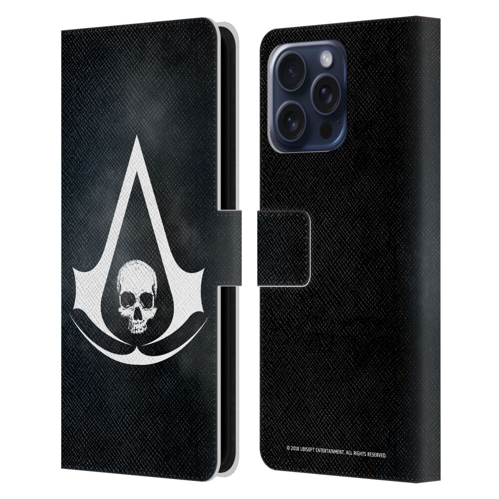 ASSASSINS CREED アサシンクリード - Black Flag Logos / White レザー手帳型 / Apple iPhoneケース 【公式 / オフィシャル】