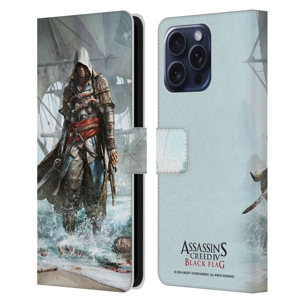 ASSASSINS CREED アサシンクリード - Black Flag Key Art / Edward on Shore レザー手帳型 / Apple iPhoneケース 【公式 / オフィシャル】