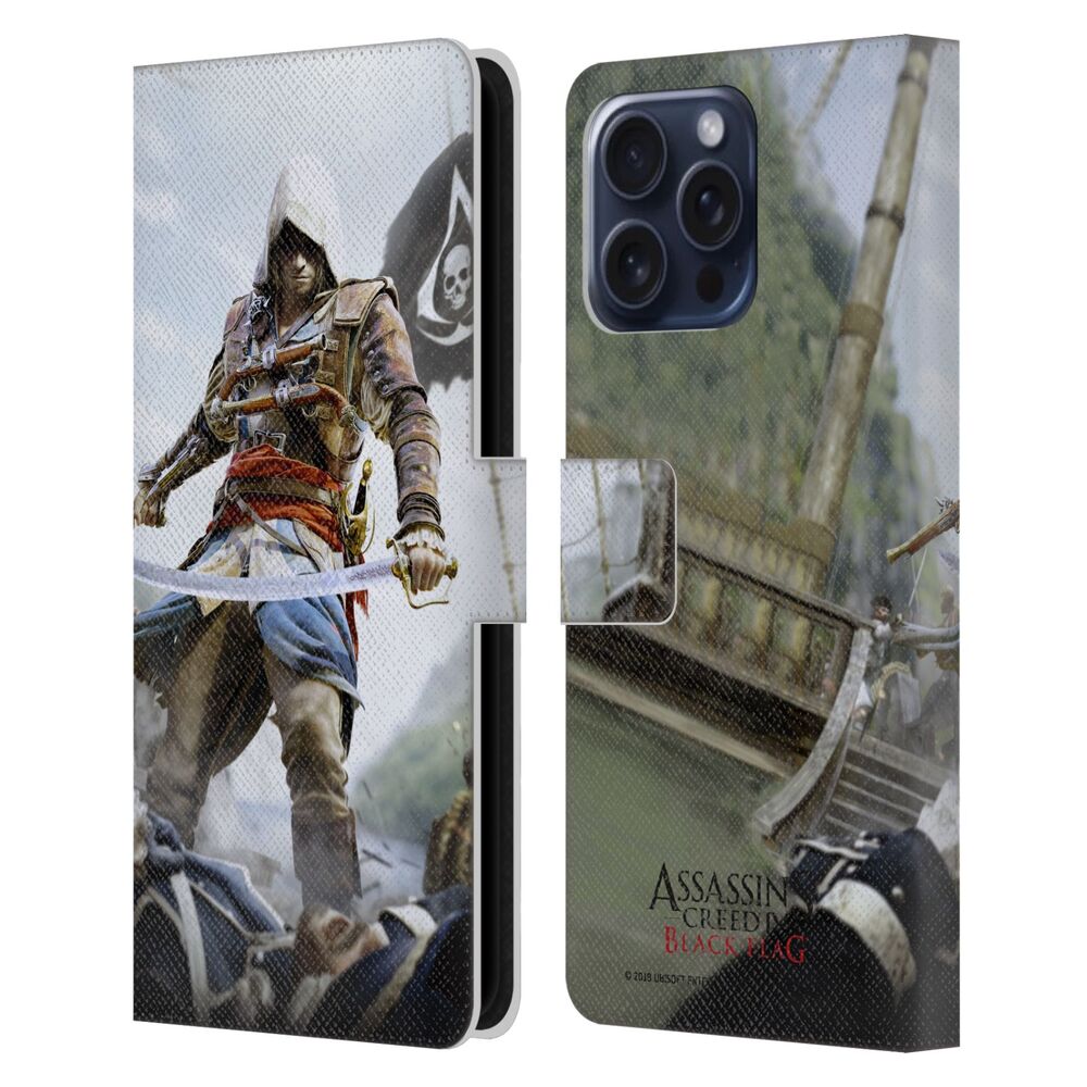 ASSASSINS CREED アサシンクリード - Black Flag Key Art / Edward Sword レザー手帳型 / Apple iPhoneケース 【公式 / オフィシャル】