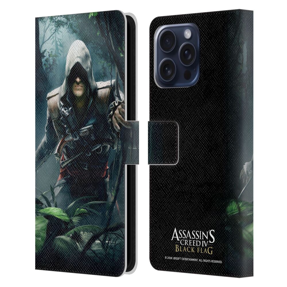 ASSASSINS CREED アサシンクリード - Black Flag Key Art / Edward Jungle レザー手帳型 / Apple iPhoneケース 【公式 / オフィシャル】