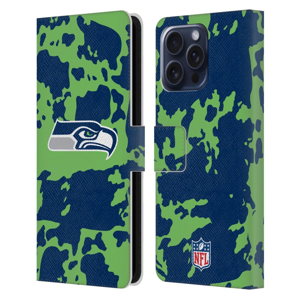 SEATTLE SEAHAWKS（NFL） シアトルシーホークス シアトルシーホークス - Cow Animal Print レザー手帳型 / Apple iPhoneケース 【公式 / オフィシャル】