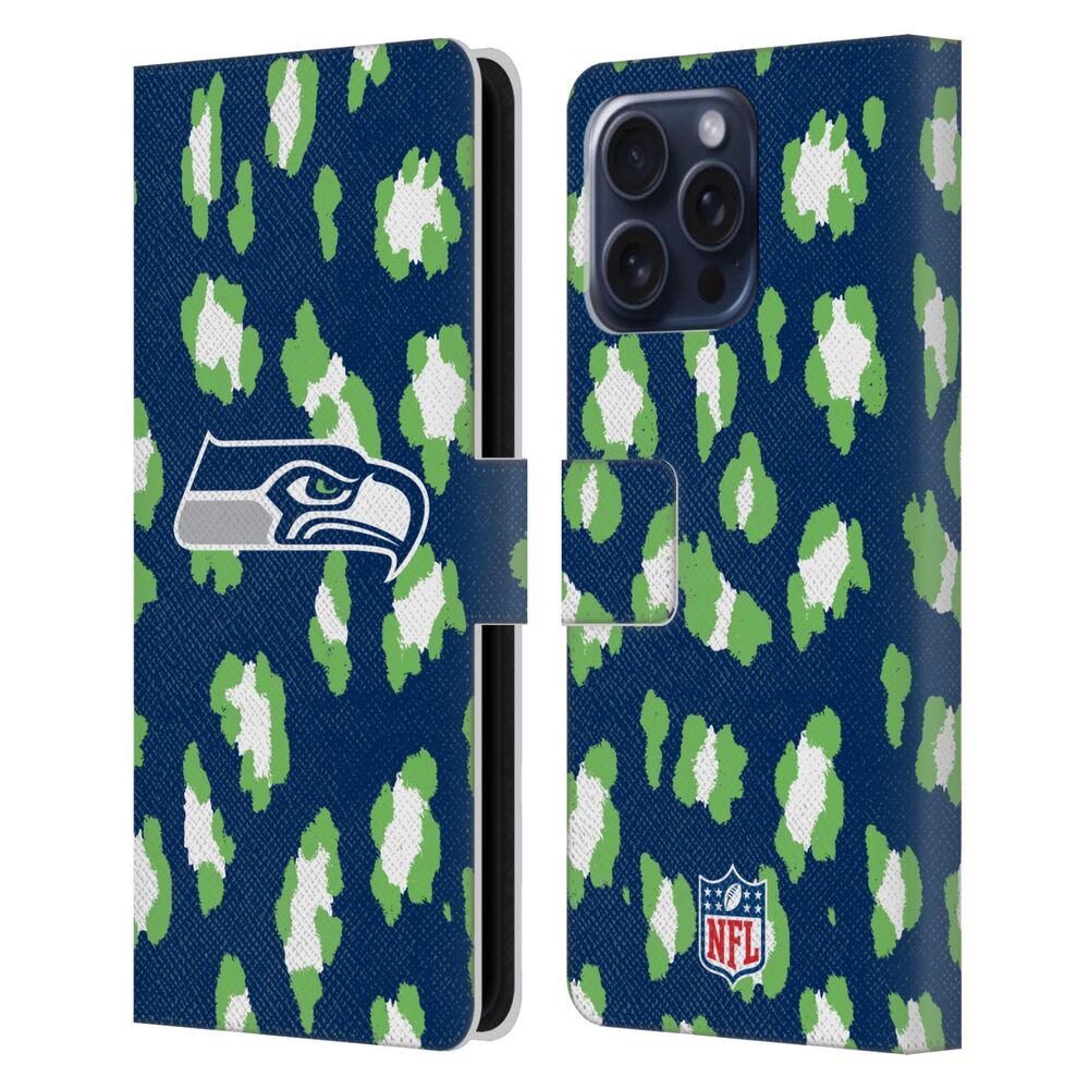 SEATTLE SEAHAWKS（NFL） シアトルシーホークス シアトルシーホークス - Leopard Animal Print レザー手帳型 / Apple iPhoneケース 【公式 / オフィシャル】