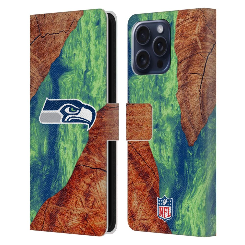 SEATTLE SEAHAWKS（NFL） シアトルシーホークス シアトルシーホークス - Wood Resin Print レザー手帳型 / Apple iPhoneケース 【公式 / オフィシャル】