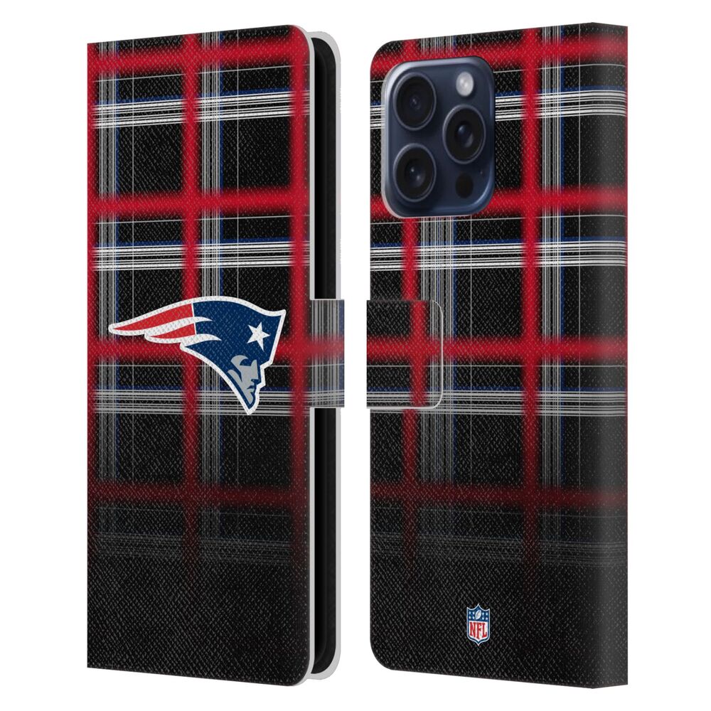 NEW ENGLAND PATRIOTS（NFL） パッツ パッツ - Ombre Black Plaid レザー手帳型 / Apple iPhoneケース 【公式 / オフィシャル】