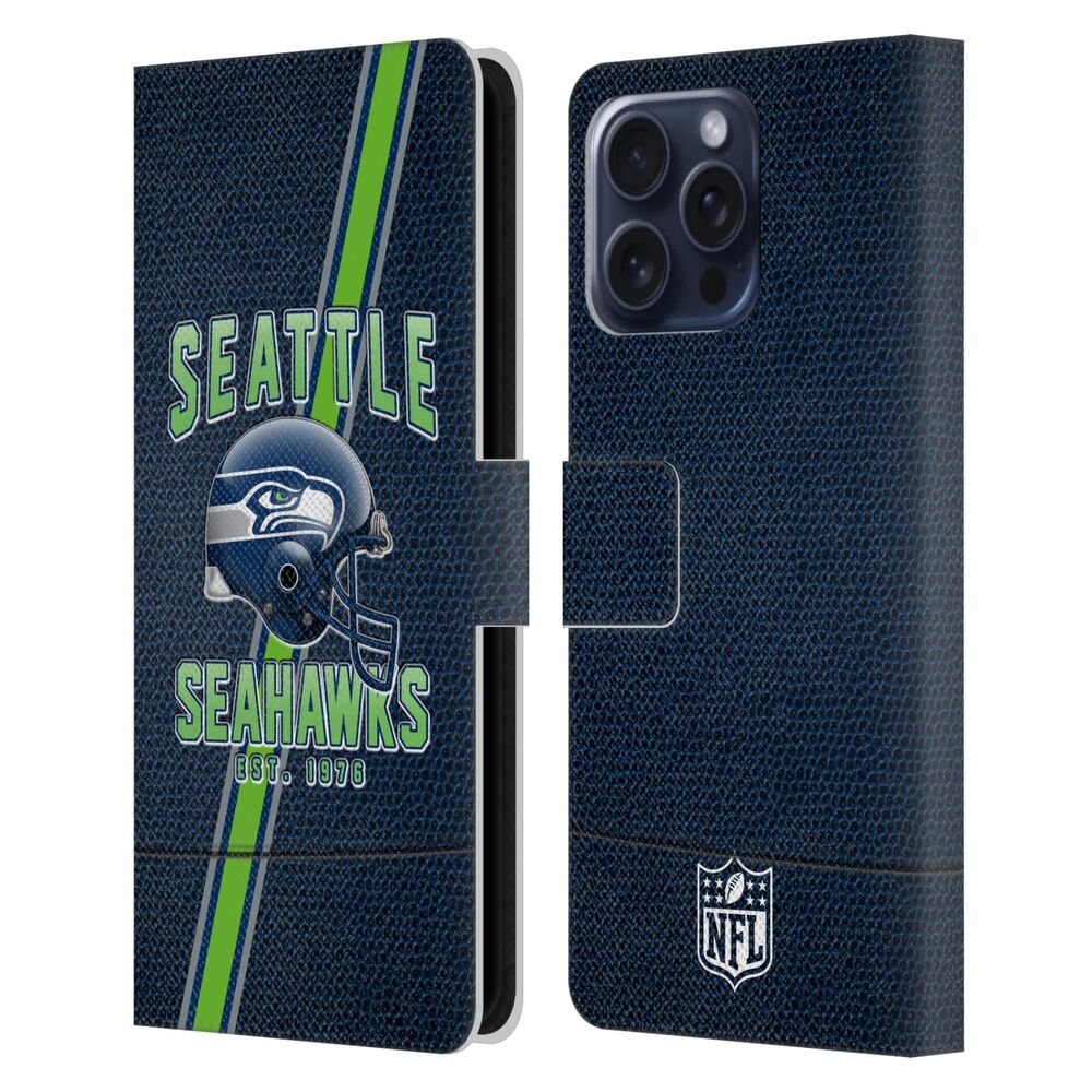 SEATTLE SEAHAWKS（NFL） シアトルシーホークス シアトルシーホークス - Football Stripes レザー手帳型 / Apple iPhoneケース 【公式 / オフィシャル】