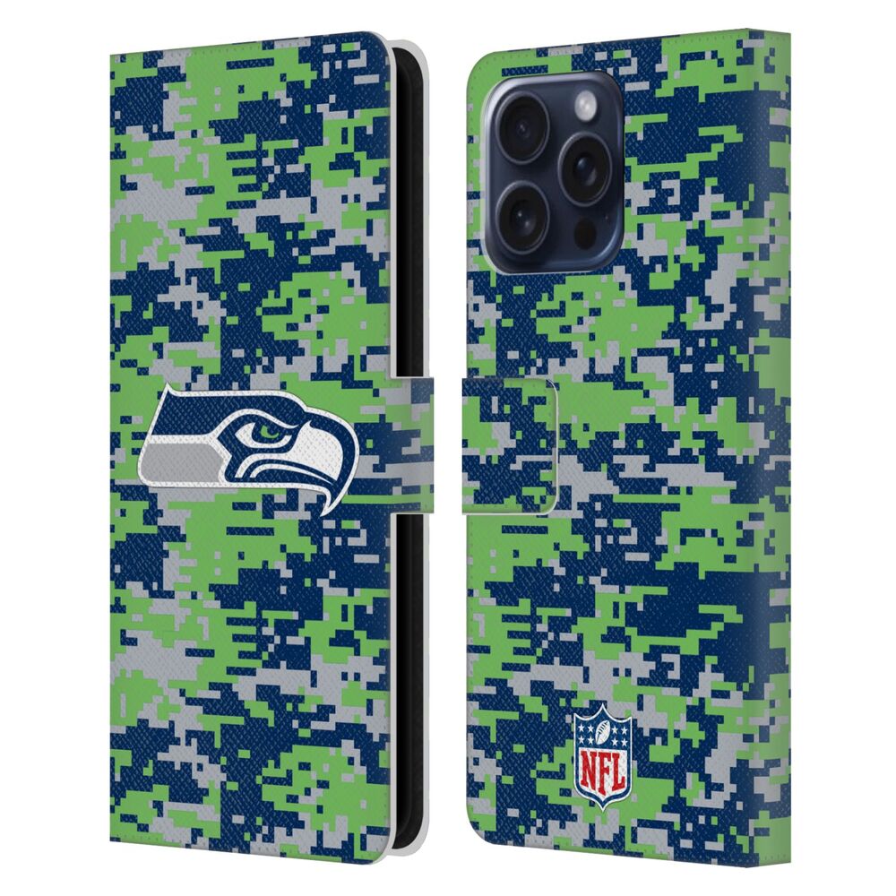 SEATTLE SEAHAWKS（NFL） シアトルシーホークス シアトルシーホークス - Digital Camouflage レザー手帳型 / Apple iPhoneケース 【公式 / オフィシャル】