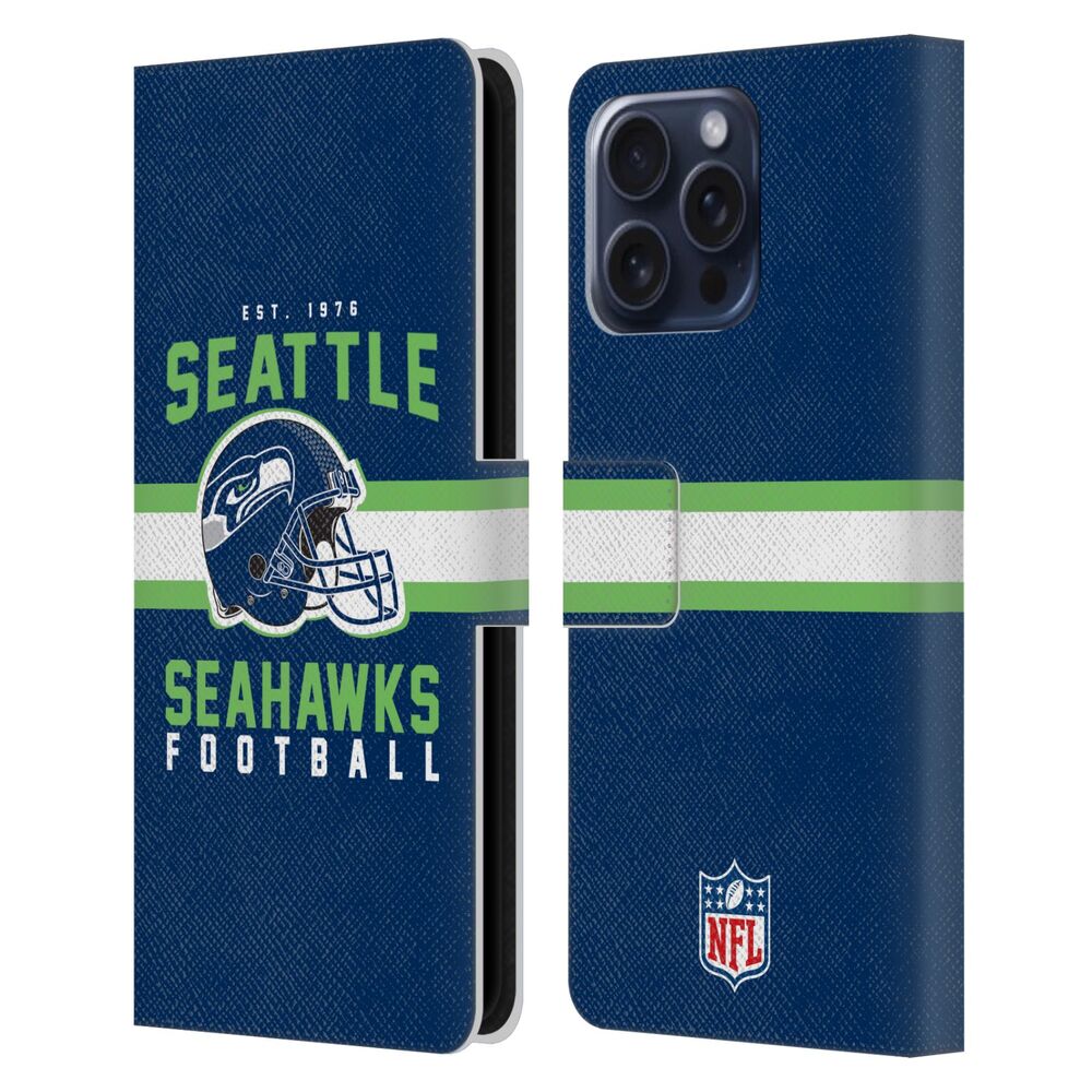 SEATTLE SEAHAWKS（NFL） シアトルシーホークス シアトルシーホークス - Helmet Typography レザー手帳型 / Apple iPhoneケース 【公式 / オフィシャル】