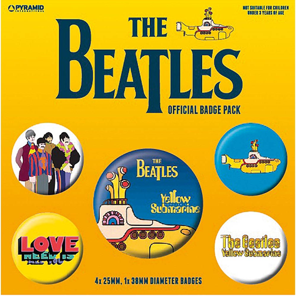 THE BEATLES ビートルズ (ABBEY ROAD 55周年 ) - YELLOW SUBMARINE 5個セット / バッジ 【公式 / オフィシャル】