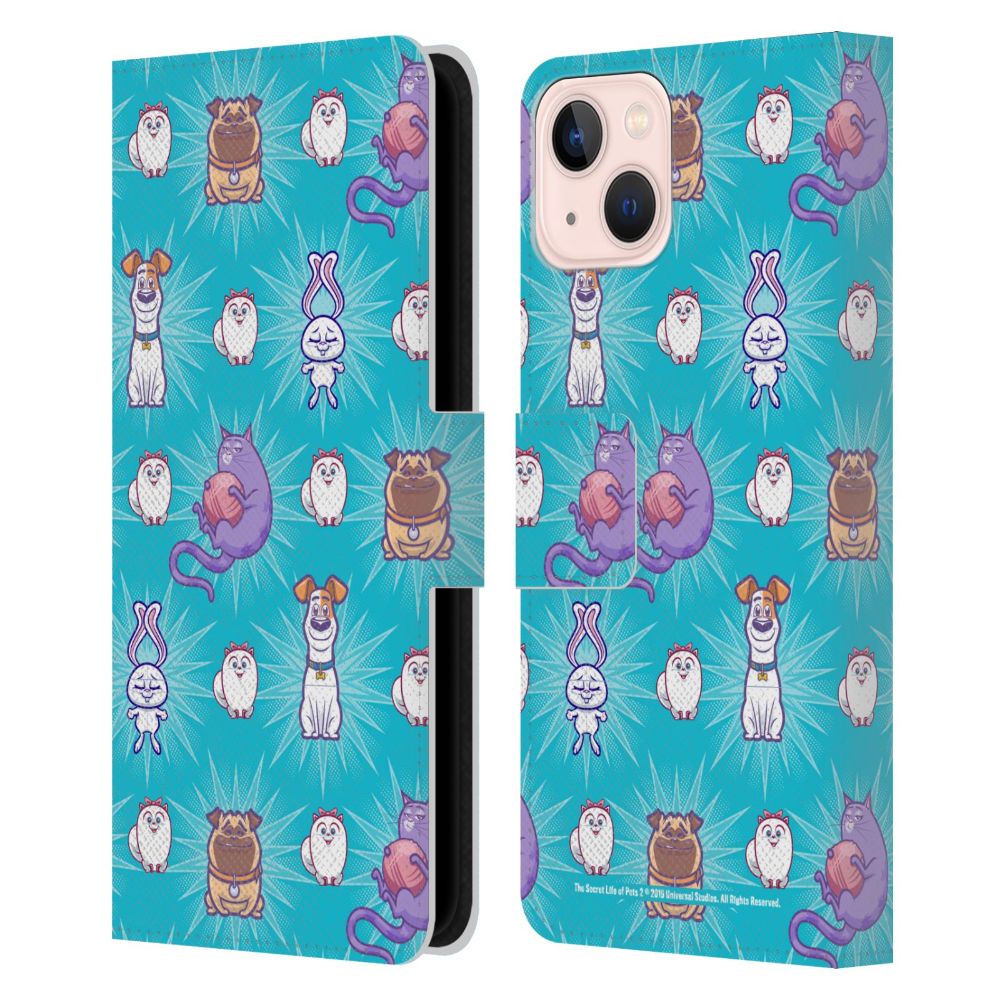 SECRET LIFE OF PETS ペット - Cat Dog Rabbit Pattern レザー手帳型 / Apple iPhoneケース 【公式 / オフィシャル】